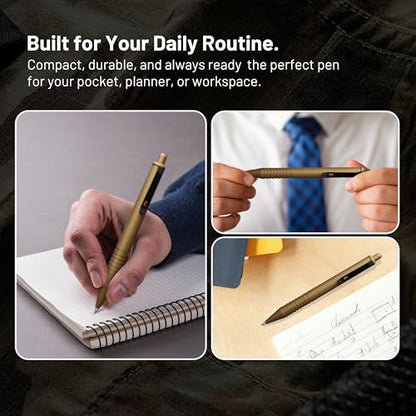 Everyman Military Super Matte Mini Click Pen | Compact Refillable 0.7mm Gel Pen with Premium Grip | Pocket-Size Metal EDC Pen for Travel, Office, Journaling & Everyday Writing - color: Military, style: Mini Click