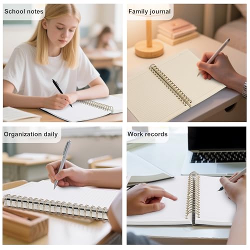 Yoment B5 Spiral Notebook,300 Pages College Ruled Lined Journal,Hardcover | 100GSM thick paper,7 x 10 inches Black hardcover with lay-flat binding and inner pocket for school,office,work,study - color: Black