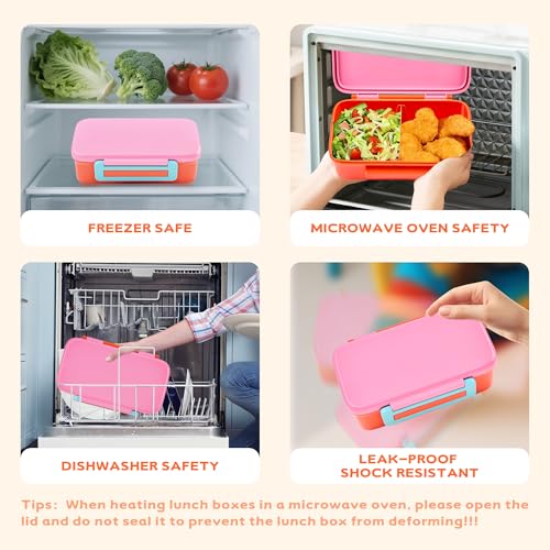 JXXM Lunch Box for Kids With 8oz Soup Thermo, Leak-proof Lunch Container with 2 Compartments, Thermo Food Jar Food Containers for Back to School Girls Boys (Pink) - color: Pink