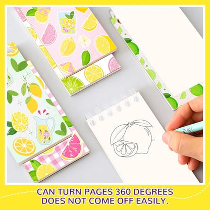 JIUGUOBAO 24 Pcs Lemon Mini Spiral Notebooks Lemon Pocket Notepads Journal Memo Pads for Lemonade Birthday Party Favors Gifts Goodie Bag Office School Classroom Rewards