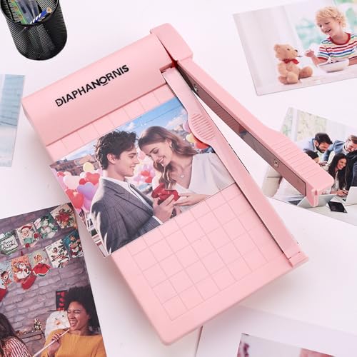 Mini Paper Trimmer, Guillotine Compact Paper Cutter, 1/4-Inch Grid for Precision Cutting, Straight Cuts Up to 3 Sheets, Perfect for Photos,Coupons,Card Making and Small Craft Projects (Pink) - color: Pink