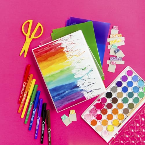 Avery Mini 3 Ring Binder, Holds 5.5" x 8.5" Paper, 1" Round Rings, 175-Sheet Capacity, 1.4 Inch Wide Spine, Watercolor Rainbow Design, Great for Home, Office, School Supplies, and More (18713)