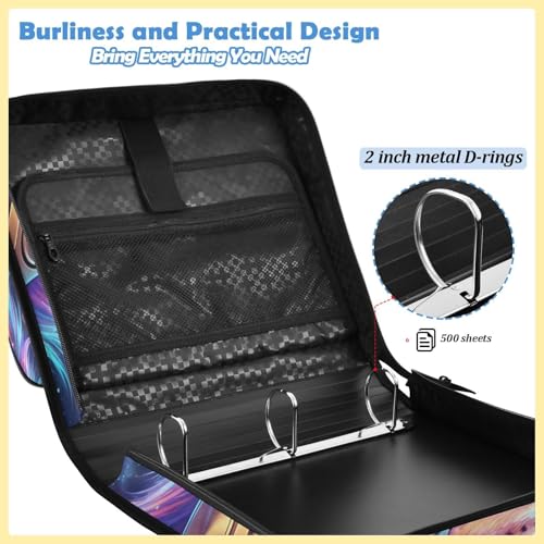 Lion 2-inch 3 Ring Zipper Binder with Shoulder Strap Holds 14 Inch Laptop for Students and Office - color: Lion