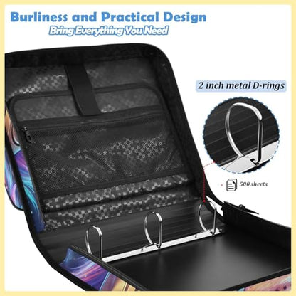 Lion 2-inch 3 Ring Zipper Binder with Shoulder Strap Holds 14 Inch Laptop for Students and Office - color: Lion
