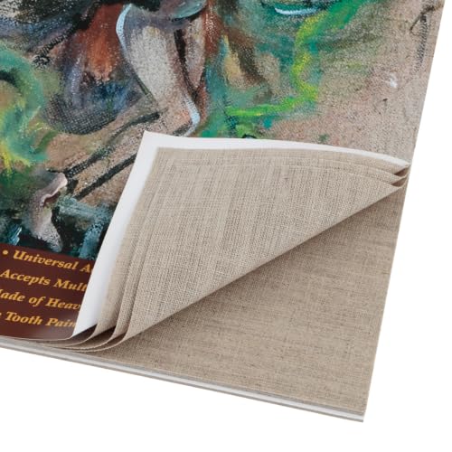Senso Clear Primed Linen Canvas Pads - 9x12 (10 Total Sheets) - Clear Primed Heavyweight Linen Sheets Travel-Friendly Canvas Paper for Acrylic Oil Painting Mixed Media Sketching Drawing - size: 9"x12"