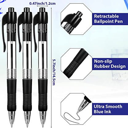 Fainne 200 Pack Retractable Ballpoint Pen 1.0 mm Medium Point Refillable Smooth Click Writing Pens With Grip for Work Journal Writing Office School Supplies(Black Ink) - color: Black Ink