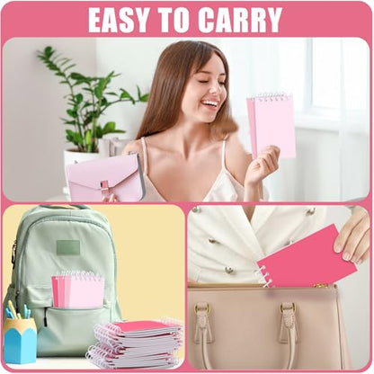 Epakh 24 Pcs Student Gift Bulk Pocket Spiral Notebook Memo Pads Mini Blank Pocket Notebooks 20 Sheets Per Notebook for School Classroom Home Office Nurses(Pink) - color: Pink