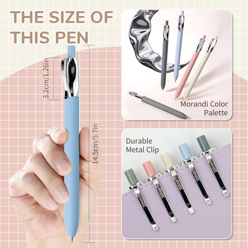 YOXMJDB 5 Pcs Gel Pens, 0.5mm Black Ink Fine Point Quick-Drying Retractable Pens with Metal Clip, Smooth Writing Pens for School & Office, Journaling & Note Taking (5 Pcs Z4 Morandi) - color: 5 Pcs Z4 Morandi
