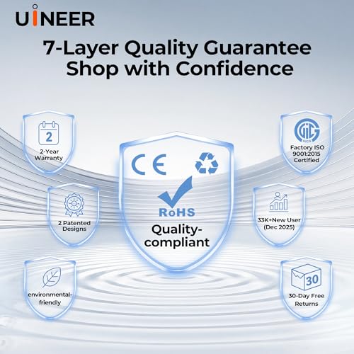 Uineer Vertical Ergonomic Mouse, Wireless Bluetooth Mouse, 3-Device | Switch among 3 devices via dual Bluetooth and 2.4G; rechargeable with 7-color ambient lighting. - color: Black