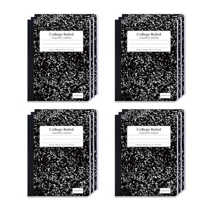 ONAVIA Composition Notebook College Ruled Bulk, 200 Pages | 100 Sheets, 9.75 x 7.5 in, Marble Composition Books Bulk, Durable Comp Book, Notebooks for School, Classroom - color: Black, style: 12 Pack