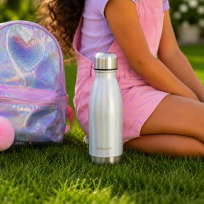 CHILLOUT LIFE 12oz Kids Insulated Stainless Steel Water Bottle, Leak Proof | Small Metal Water Bottle, Keeps Drinks Cold 24H & Hot 12H, Leak-Proof Screw Lid, Perfect for School, Travel & Sports - color: Holographic Sparkle