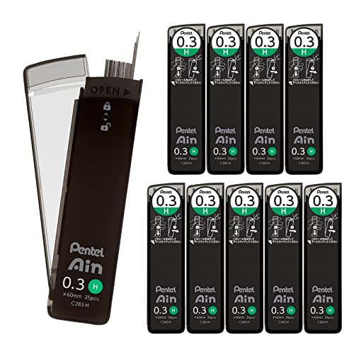 Pentel Ain C283-H Mechanical Lead, 0.01 inches (0.3 mm), H, 10 Pieces - size: 1 Count (Pack of 10), style: H