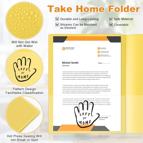 Henoyso 24 Pcs School to Home Folder with Pocket Plastic Heavy Duty Clipboard Folder with Clear Front Pocket Homework Take Home Folders for School Students Parent Teacher Communication(Yellow) - color: Yellow