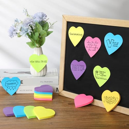Mr. Pen- Heart Sticky Notes, 2.8"x2.85", 12 Pads, 720 Sheets, Bright Color | Heart Shaped Sticky Notes Bulk, Cute Self-Stick Note Pads, Perfect for Office, School, Home, Study & Organization - color: Bright