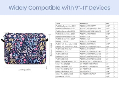 TiMOVO 9-11" Tablet Sleeve with Strap for iPad A16 Tab, Colorful Flower | Protective Carrying Case with Adjustable Shoulder Strap & Pocket, Fits iPad 10th/9th-7th Gen, Air 11/5th/4th, Tab A9+ 11" - color: Colorful Flower