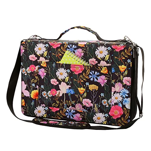 Portable Colored 480 Slots Pencil case Organizer with Printing Pattern forWatercolor Pens or Markers, Pencil Case Organizer for Artist - color: Black, size: 480