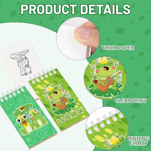 Lcnjscgo 24 Pcs Frog Mini Spiral Notebooks Frog Pocket Notepads Journal Memo Pads for Frog Birthday Party Favors Gifts Goodie Bag Office School Classroom Rewards