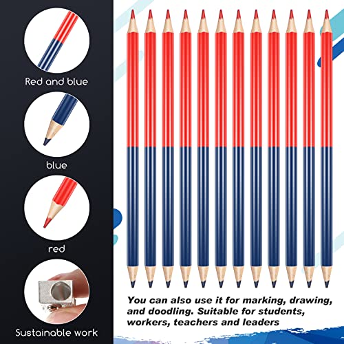 Containlol 12 Pieces Checking Pencils Red and Blue Erasable Pre Sharpened Pencils 2 HB Back to School Essentials with Sharpeners Checking Map Marking Coloring Tests Grading