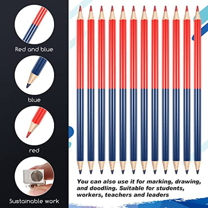 Containlol 12 Pieces Checking Pencils Red and Blue Erasable Pre Sharpened Pencils 2 HB Back to School Essentials with Sharpeners Checking Map Marking Coloring Tests Grading