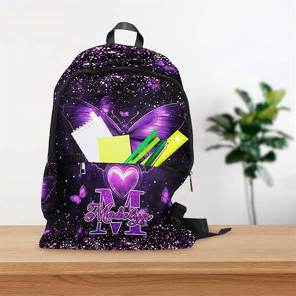 MyPupSocks Personalized School Backpack for Girls, Custom Butterfly Monogram Casual Daypacks Lunch Tote Bag Customized Kids Travel Book Bag Knapsack Schoolbag for Teens Boys Girls - color: Multi 17
