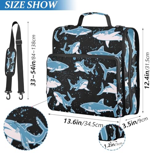 Personalized Hammerhead Shark 3 D-Ring Binder Bag Multi-Pocket Zipper Organizer with Handle and Detachable Shoulder Strap Holds 500 Sheets for School Office Supplies - color: Dhb-008