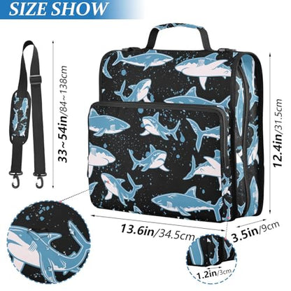 Personalized Hammerhead Shark 3 D-Ring Binder Bag Multi-Pocket Zipper Organizer with Handle and Detachable Shoulder Strap Holds 500 Sheets for School Office Supplies - color: Dhb-008