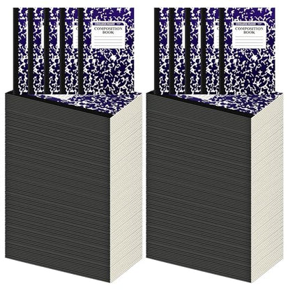 Fainne 100 Pack A5 Composition Notebooks Bulk College Ruled Composition Notebooks Marble Covers Notebook for Student Classroom Office Supplies 30 Sheet/60 Page(Purple) - color: Purple