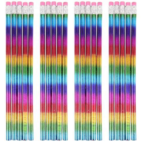 Homoyoyo 50pcs Hb Wooden Pencils with Eraser Tips for Easy Corrections, Ergonomic round Barrel Design, Stylish Finish, and Doing Home Assignments or School Work Random Color