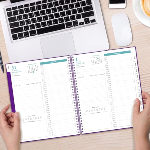 Daily Planner 2026 Full Page Per Day- 2026 Daily & Monthly Planner from January 2026 to December 2026, Day Planner 2026 with 12 Months Tabs, 8.5" x 11", Purple - color: Purple, size: 8.5" x 11"
