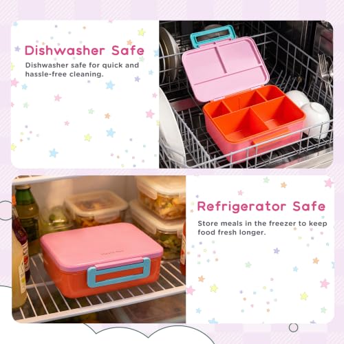 Bento Lunch Box for Kids with 8oz Soup Thermo Leak-Proof Lunch Food Containers with Snack Sauce Container for Kid Girls Boys to School,Pink Bag - color: Pink Bag