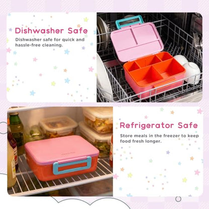 Bento Lunch Box for Kids with 8oz Soup Thermo Leak-Proof Lunch Food Containers with Snack Sauce Container for Kid Girls Boys to School,Pink Bag - color: Pink Bag