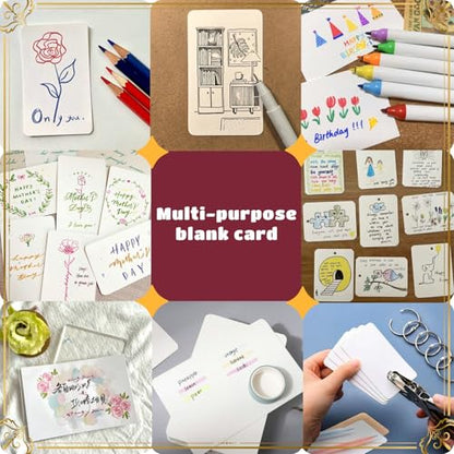 Astero Small Blank 3.5x2in Mini Index Cards & Flash Cards Blank Blank Business Cards to Write On Small Note Cards for Greeting Postcards Vocabulary Bookmarks DIY Messages (White, 300pcs) - color: White, size: 300PCS