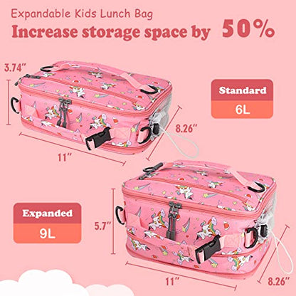 CaCTOUR Lunch Box Kids, Expandable Insulated Lunchbox for Girls Boys,Soft Cooler Bag with Strap,Back to School Thermal Reusable Lunch Bag for Work School Picnic (Rainbow) - color: Rainbow