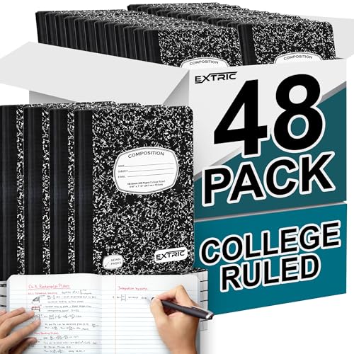 EXTRIC Composition Notebook College Ruled 48 PK Bulk 200 Pages for School - size: 48 Pack, style: College Ruled