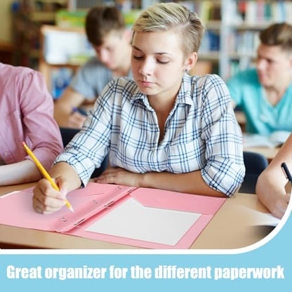 Fuutreo 12 Pack Pastel Plastic Folders with 2 Pockets & Clear Front View Pocket, 3 Hole Punched for Binders, 1/3 Cut Tabs, Heavy Duty Letter Size Clear Front View, 3 Hole Punched - style: 3-prong with View Pocket Style