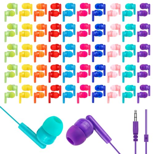 Kids Bulk Earbuds for Classroom 200 Pack,in-Ear Wired 3.5mm Jack | Earphones for School Library Computers Chromebook Laptop PC - color: Mixed Color, size: 200 Pack