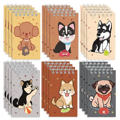 Mini Notebooks Bulk, 24 Pack Cute Animal Small Spiral Notepads Pocket Memo Pads for Classroom Prizes, Office Supplies (Dog)