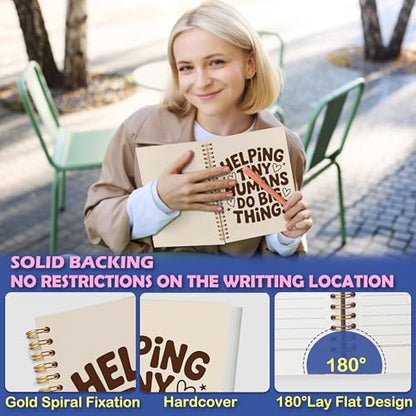 Teacher Appreciation Gifts Spiral Notebook 5.5 x 8.3 for Work Study, End of Year Teacher Gifts, Neutral Funny Helping Tiny Humans Do Big Things Hardcover Notebook Journal for Women Men - color: Helping Tiny Humans Do Big Things