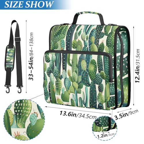 ALAZA Cactus Green Plants Zipper Binder 3 Ring Binder with 500 Sheet Capacity for School, College, Office