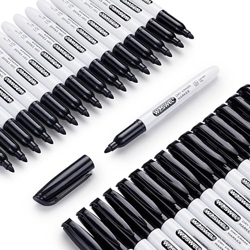 WOSWEL Dry Erase Markers Bulk, 76 Pack Black Fine Tip Whiteboard Markers, Fine Point, Low Odor Dry Erase Markers for School Office Home, Non-Toxic Easy Clean
