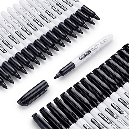 WOSWEL Dry Erase Markers Bulk, 76 Pack Black Fine Tip Whiteboard Markers, Fine Point, Low Odor Dry Erase Markers for School Office Home, Non-Toxic Easy Clean