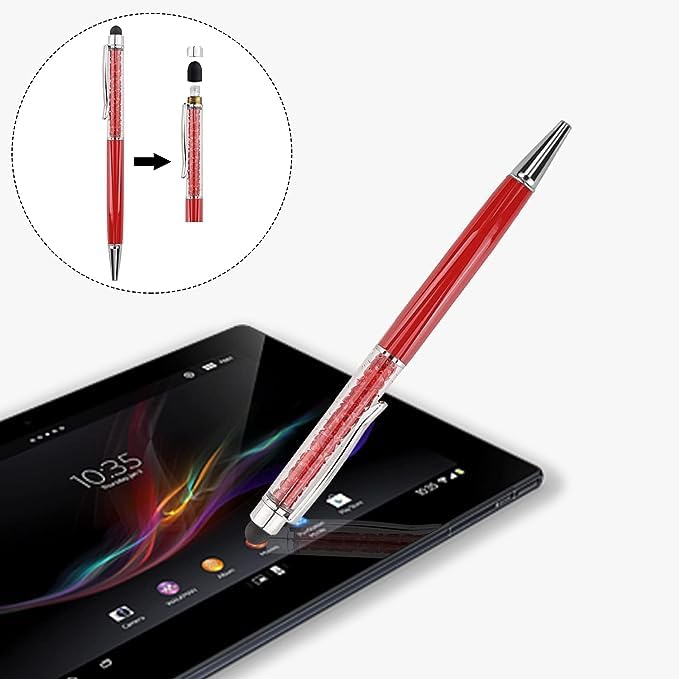Bling Ballpoint Pens Crystal Diamond Pen Capacitive Touch Screen Stylus with Replacement Refills Rubber Tips for iPhone iPad Kindle Touchscreen Devices 3Pcs Writing Pen (Black) - color: black