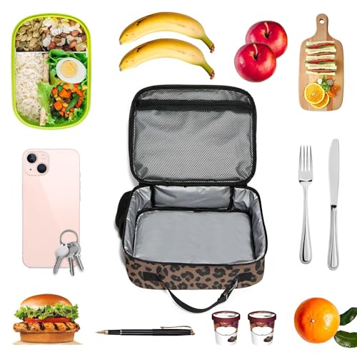 WOBAGMEN Leopard Lunch Box for Kids, Cute Insulated Lunch Bag for Boys Girls,Waterproof Lunch Box with Water Bottle Holder for Teens Adults Picnic Travel Back to School (Brown Leopard) - color: Brown Leopard