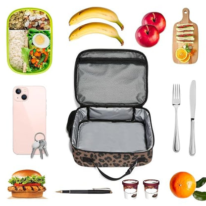 WOBAGMEN Leopard Lunch Box for Kids, Cute Insulated Lunch Bag for Boys Girls,Waterproof Lunch Box with Water Bottle Holder for Teens Adults Picnic Travel Back to School (Brown Leopard) - color: Brown Leopard