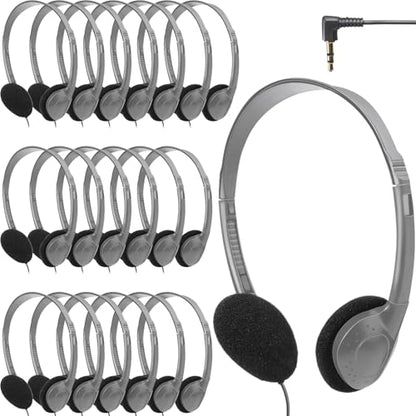 Flutesan 20 Pack Headphones Bulk Libraries Wired on Ear Headphones Over The Head Earphones for Boys Girls Adults(Gray) - color: Gray