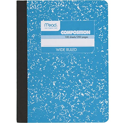 Mead Composition Notebook, Wide Ruled Paper, 7-1/2" x 9-3/4", 100 Sheets, Blue Marble (09918AY7) - color: Blue Marble, size: 1 Pack