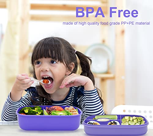 JBGOYON Leakproof Bento Box & Insulated Lunch Bag Set, 4-Piece, Purple | 6-hour thermal retention, includes nested knife fork spoon, 2 reusable snack pouches, designed for adults and kids - color: Purple Set
