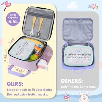 REDSHELL Lunch Box Kids, Large Insulated Lunch Bag for Girls, Purple | Tactical Style, Cooler Lunchbag, Square Toddler Lunchbox, School & Daycare, Lunch Tote, Water Bottle Holder, Adjustable Strap - color: Purple