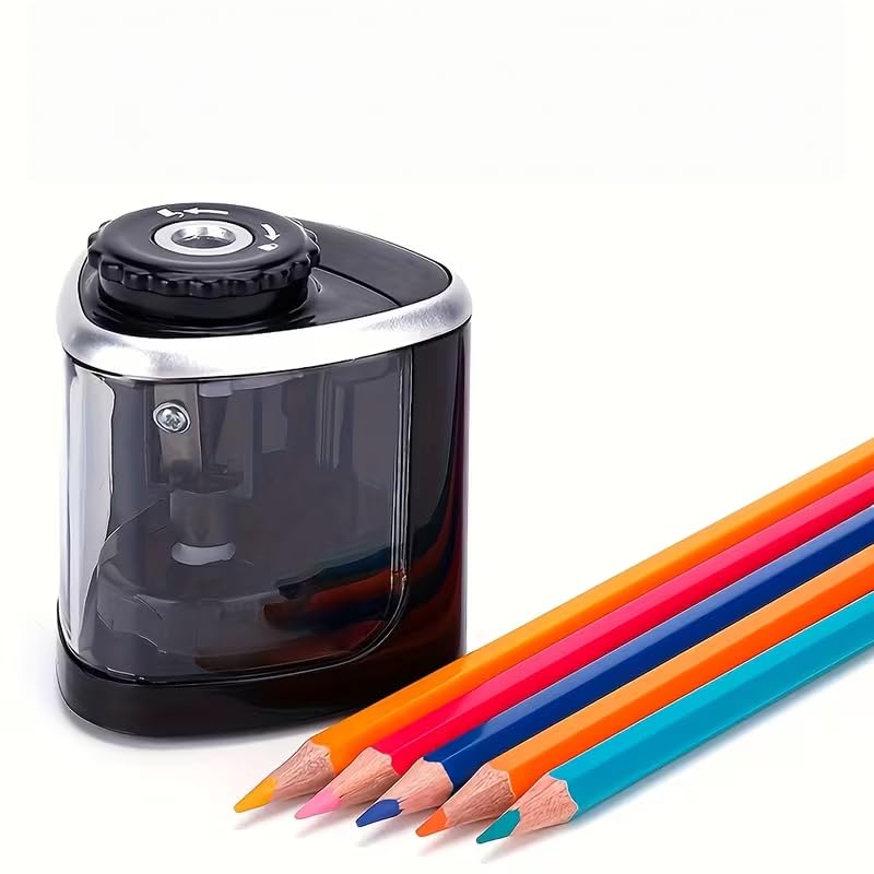 Electric Pencil Sharpener, Single Hole Automatic Sharpener for Standard Pencils, Portable Battery Operated (2 AA Not Included) for Kids School Office Home Art