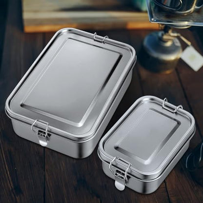 Leonyo 81oz 18/10 Stainless Steel Lunch Box for Adults, 2400ml Metal Bento Box with Divider, Leak-Proof Lunch Food Containers for Woman Man, Dishwasher Safe, Oven Safe Except for Lid - size: 2400ML